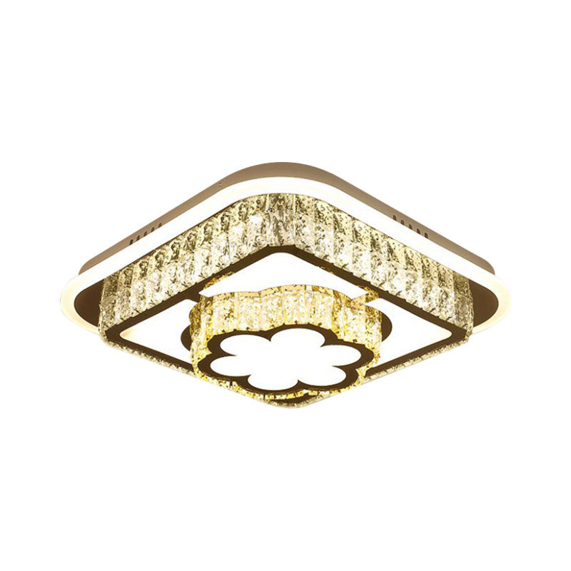 Contemporary Crystal Ceiling Lamp: Round/Flower LED Flushmount Lighting, Silver with Warm/White Light"

or

"Contemporary Crystal LED Ceiling Lamp: Round/Flower Flushmount, Silver, Warm/White Light