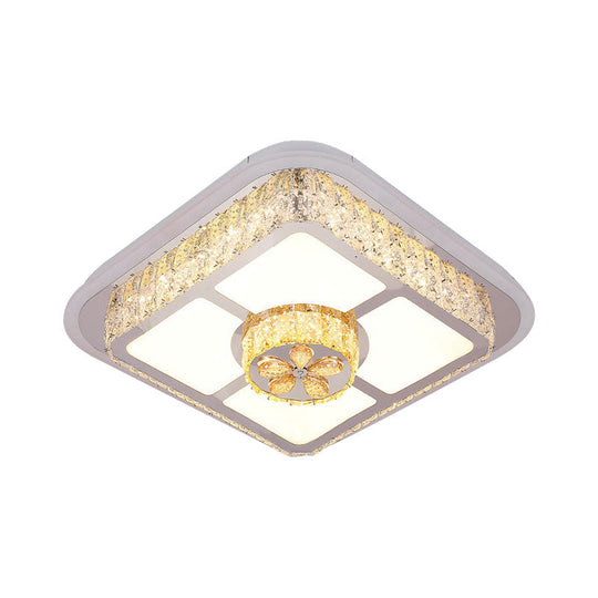 Contemporary Crystal Ceiling Lamp: Round/Flower LED Flushmount Lighting, Silver with Warm/White Light"

or

"Contemporary Crystal LED Ceiling Lamp: Round/Flower Flushmount, Silver, Warm/White Light