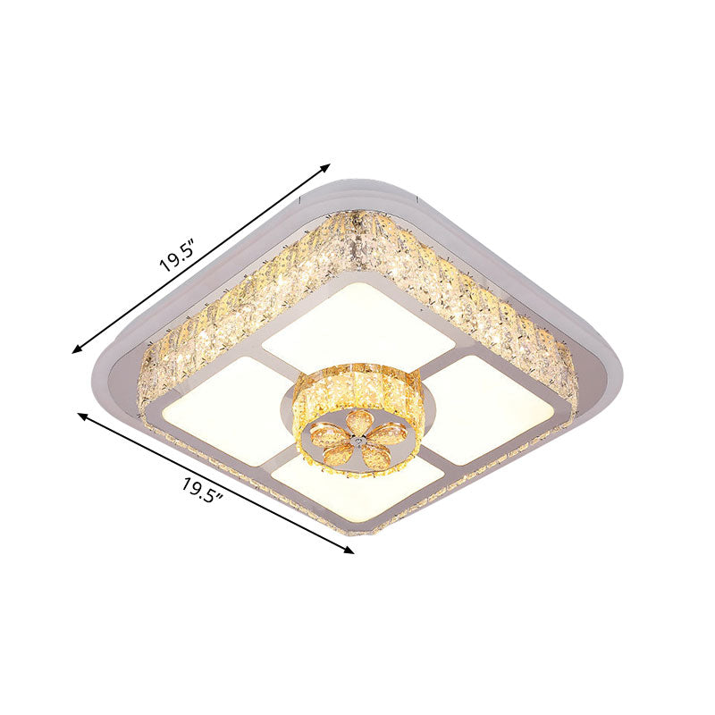 Contemporary Crystal Ceiling Lamp: Round/Flower LED Flushmount Lighting, Silver with Warm/White Light"

or

"Contemporary Crystal LED Ceiling Lamp: Round/Flower Flushmount, Silver, Warm/White Light