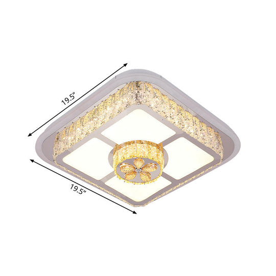 Contemporary Crystal Ceiling Lamp: Round/Flower LED Flushmount Lighting, Silver with Warm/White Light"

or

"Contemporary Crystal LED Ceiling Lamp: Round/Flower Flushmount, Silver, Warm/White Light