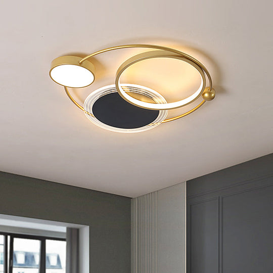 Acrylic LED Bedroom Flush Mount Light: Modern Gold Ceiling Fixture