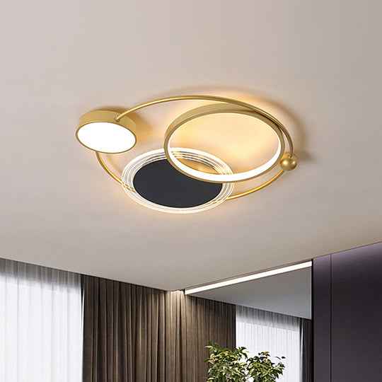 Acrylic LED Bedroom Flush Mount Light: Modern Gold Ceiling Fixture