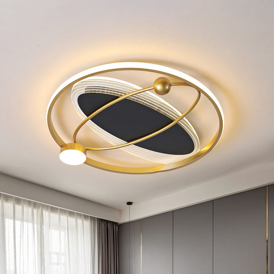 Acrylic LED Bedroom Flush Mount Light: Modern Gold Ceiling Fixture