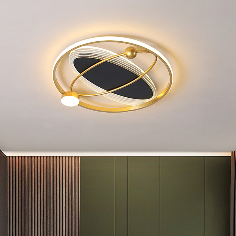 Acrylic LED Bedroom Flush Mount Light: Modern Gold Ceiling Fixture