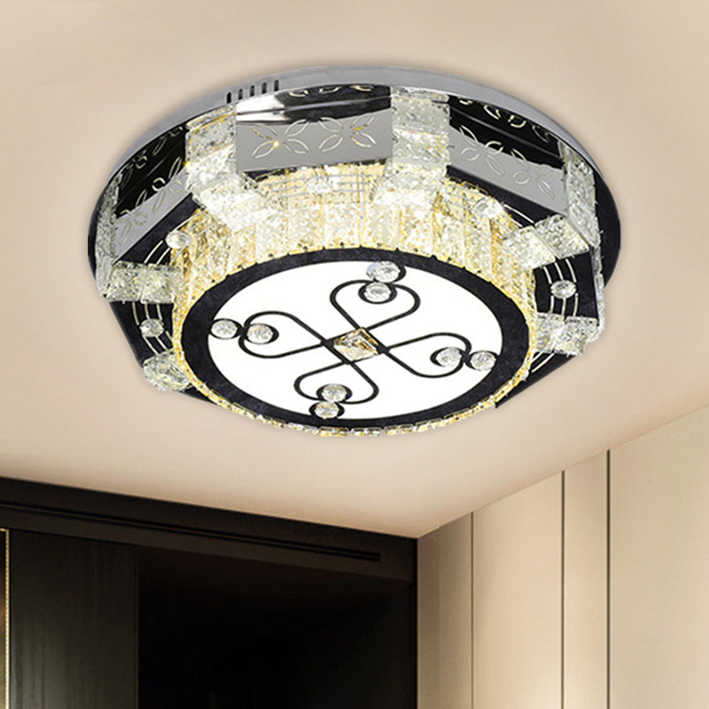 Modern Stainless-Steel LED Ceiling Light with Crystal Twisted/Oval Pattern