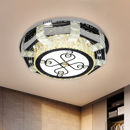 Modern Stainless-Steel LED Ceiling Light with Crystal Twisted/Oval Pattern