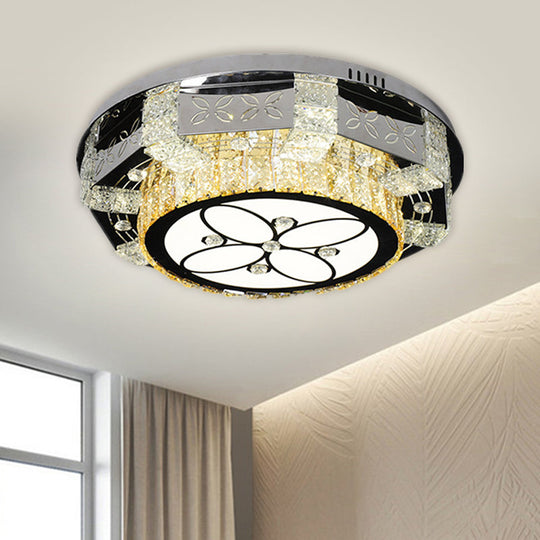 Modern Stainless-Steel LED Ceiling Light with Crystal Twisted/Oval Pattern