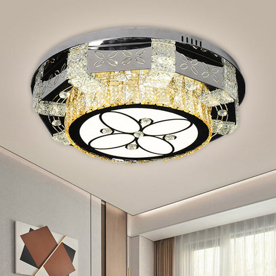 Modern Stainless-Steel LED Ceiling Light with Crystal Twisted/Oval Pattern