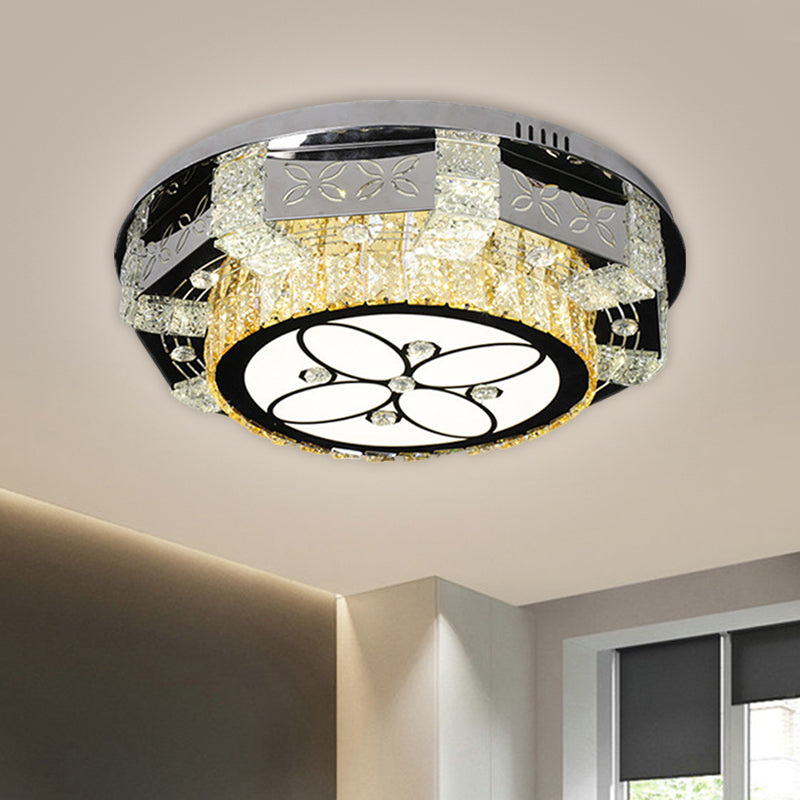 Modern Stainless-Steel LED Ceiling Light with Crystal Twisted/Oval Pattern