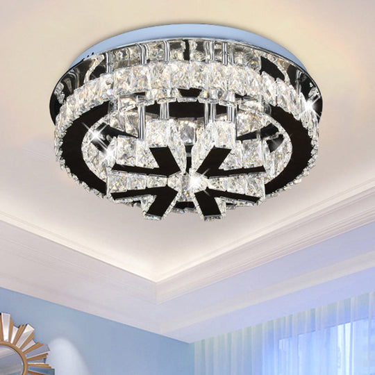 Modern Crystal LED Circle Ceiling Light for Bedrooms with V-Shaped Design