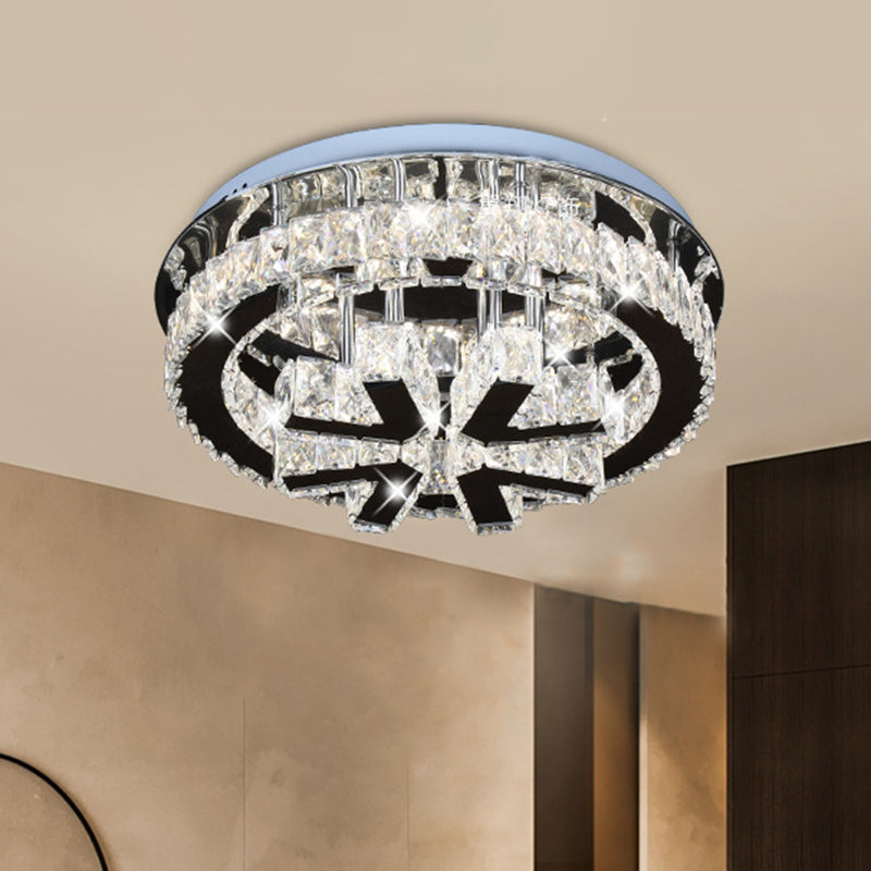 Modern Crystal LED Circle Ceiling Light for Bedrooms with V-Shaped Design