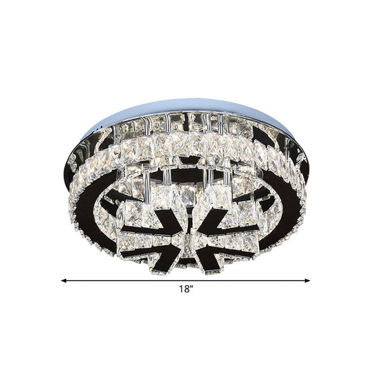 Modern Crystal Led Circle Ceiling Light For Bedrooms With V-Shaped Design