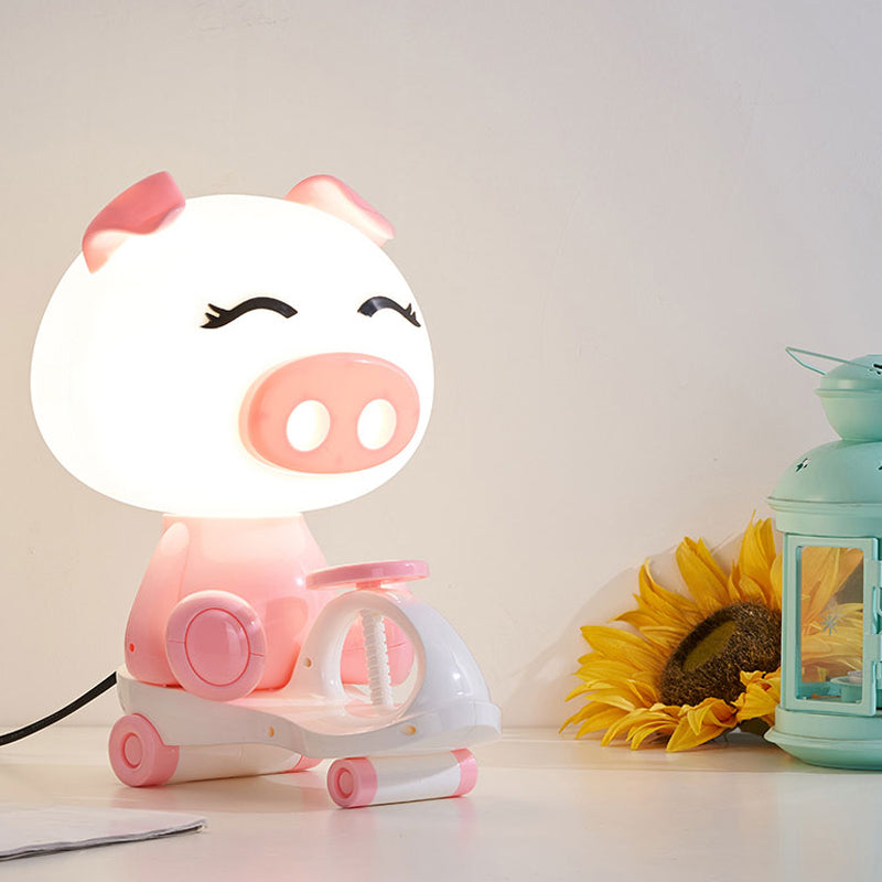 Iris - Adorable Pig/Frog/Panda Kids Bedroom Reading Book Light Plastic 1-Light Cartoon Night Table Lamp in Black/Pink/Green