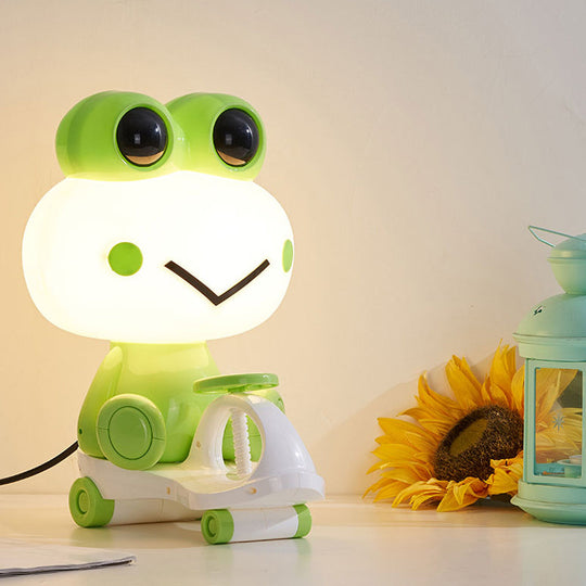 Iris - Adorable Pig/Frog/Panda Kids Bedroom Reading Book Light Plastic 1-Light Cartoon Night Table Lamp in Black/Pink/Green