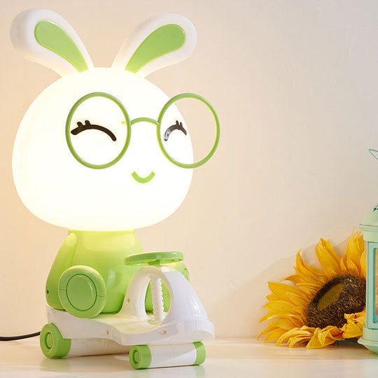 Iris - Adorable Pig/Frog/Panda Kids Bedroom Reading Book Light Plastic 1-Light Cartoon Night Table Lamp in Black/Pink/Green