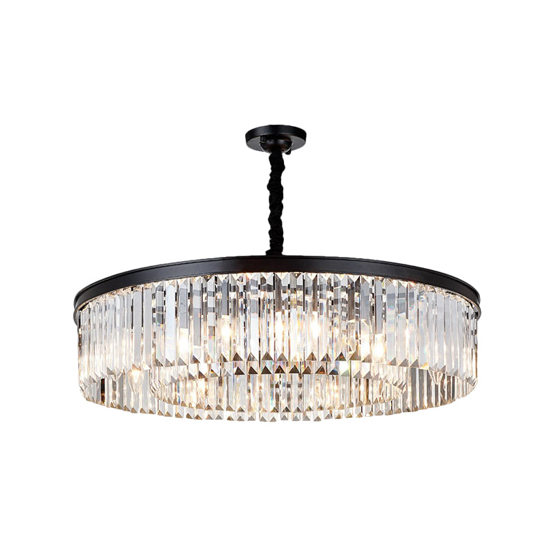 Modern Faceted Crystal 4-Headed Tiered Circle Chandelier - Black