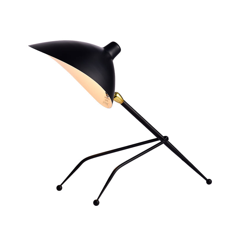 Eva - Black Black Bowl Reading Light Cartoon 1-Head Metal Nightstand Lamp with Tripod and Adjustable Shade