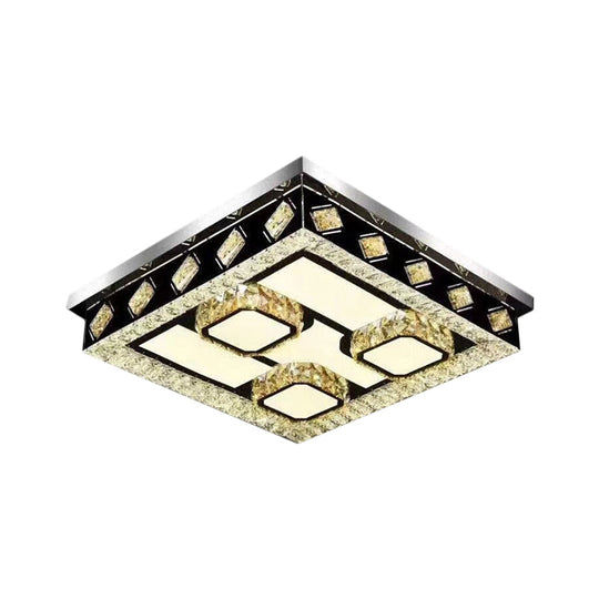 Modern Crystal Flush Mount LED Ceiling Light with Nickel Finish and Leaf/Cubic Pattern