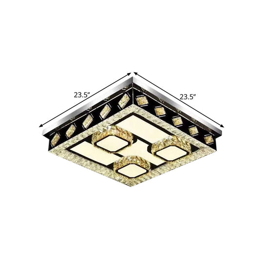 Modern Crystal Flush Mount LED Ceiling Light with Nickel Finish and Leaf/Cubic Pattern