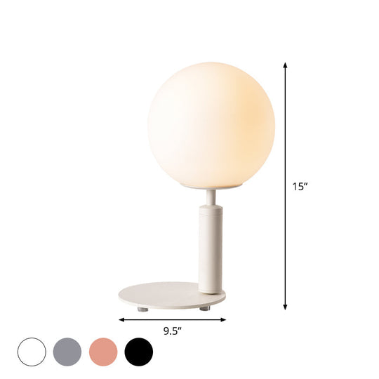 Modern Cream Glass Ball Night Table Lamp With 1-Bulb: Black/Grey/White Reading Book Light