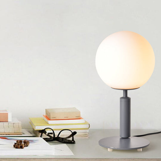 Modern Cream Glass Ball Night Table Lamp With 1-Bulb: Black/Grey/White Reading Book Light