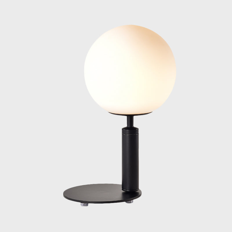 Modern Cream Glass Ball Night Table Lamp With 1-Bulb: Black/Grey/White Reading Book Light