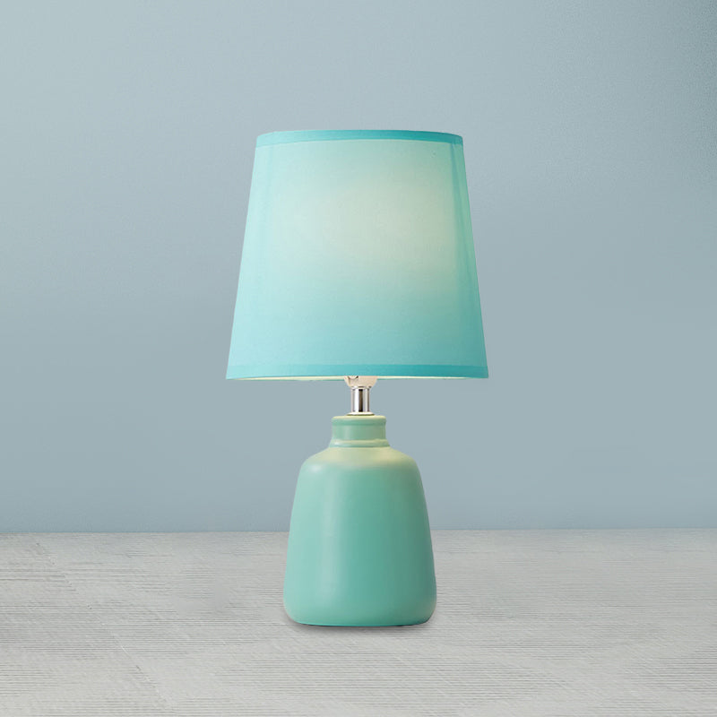 Modern Tapered Nightstand Lamp With Nordic Design Ceramic Base And Colorful Vase - Pink/Blue/Green