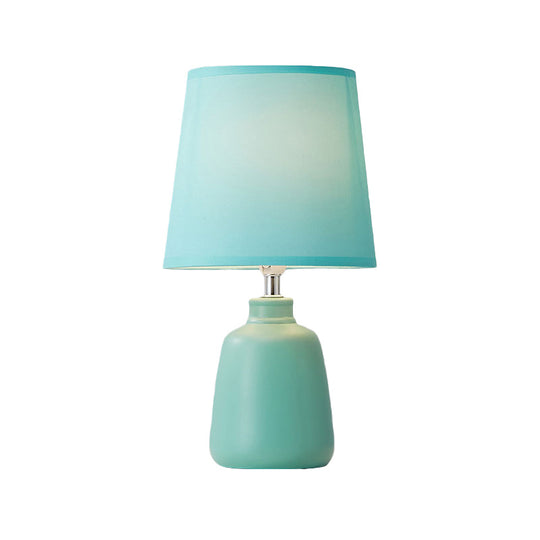 Modern Tapered Nightstand Lamp With Nordic Design Ceramic Base And Colorful Vase - Pink/Blue/Green