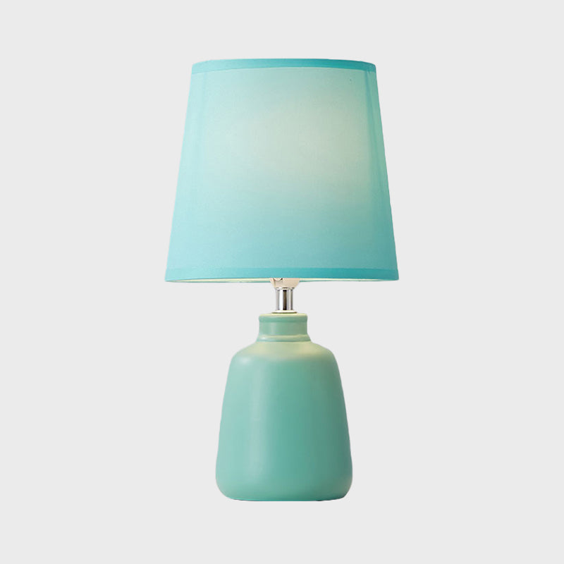 Modern Tapered Nightstand Lamp With Nordic Design Ceramic Base And Colorful Vase - Pink/Blue/Green