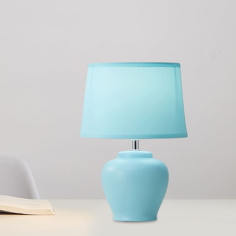 Modern Tapered Nightstand Lamp With Nordic Design Ceramic Base And Colorful Vase - Pink/Blue/Green