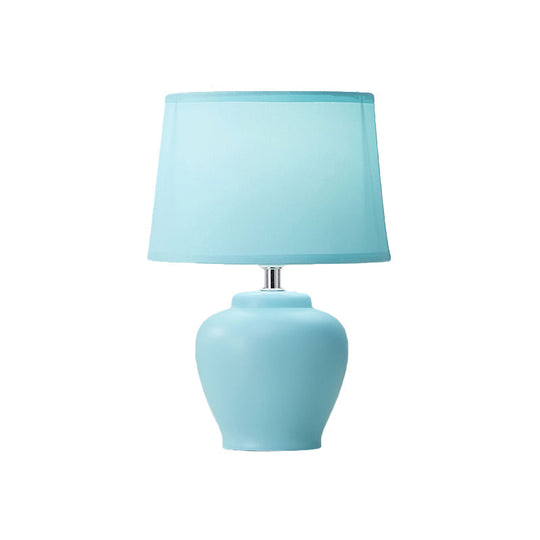 Modern Tapered Nightstand Lamp With Nordic Design Ceramic Base And Colorful Vase - Pink/Blue/Green