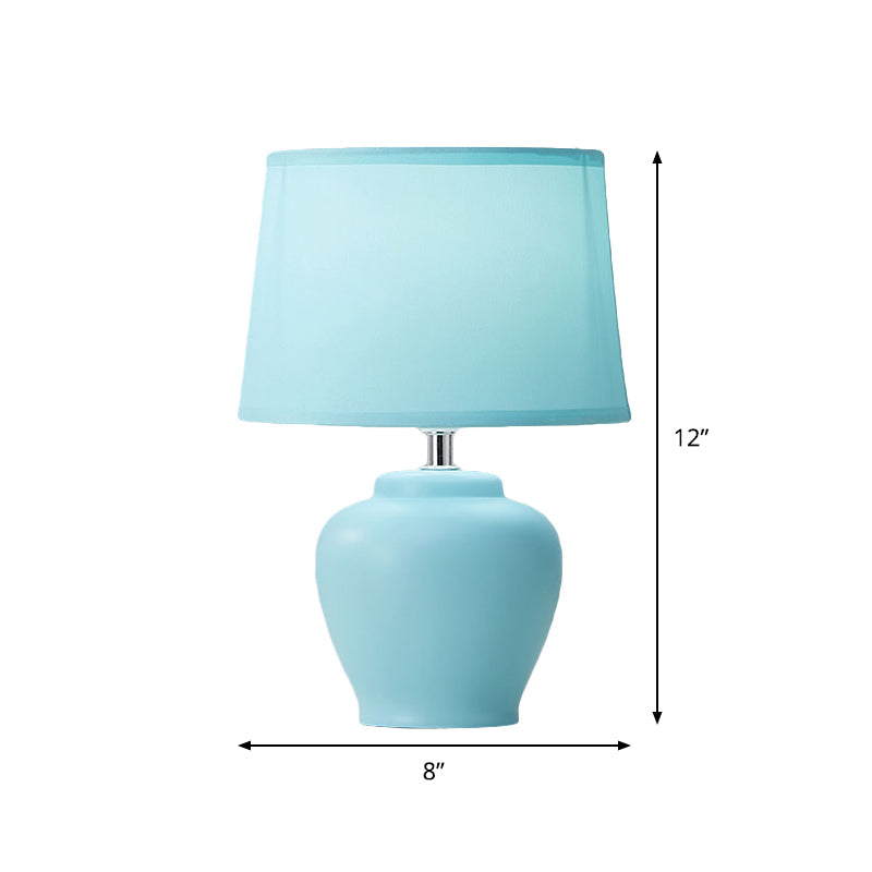 Modern Tapered Nightstand Lamp With Nordic Design Ceramic Base And Colorful Vase - Pink/Blue/Green