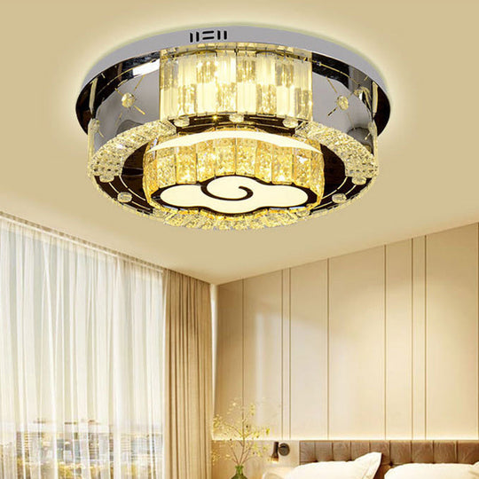 Stainless Steel LED Ceiling Lamp with Clear Crystal Design for Bedroom Flush Mount