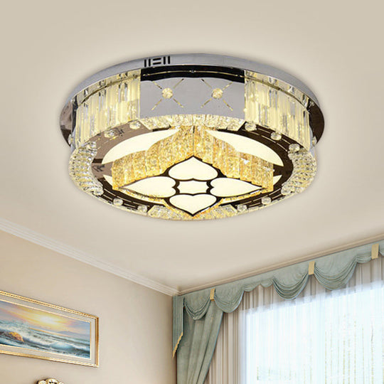 Stainless Steel LED Ceiling Lamp with Clear Crystal Design for Bedroom Flush Mount