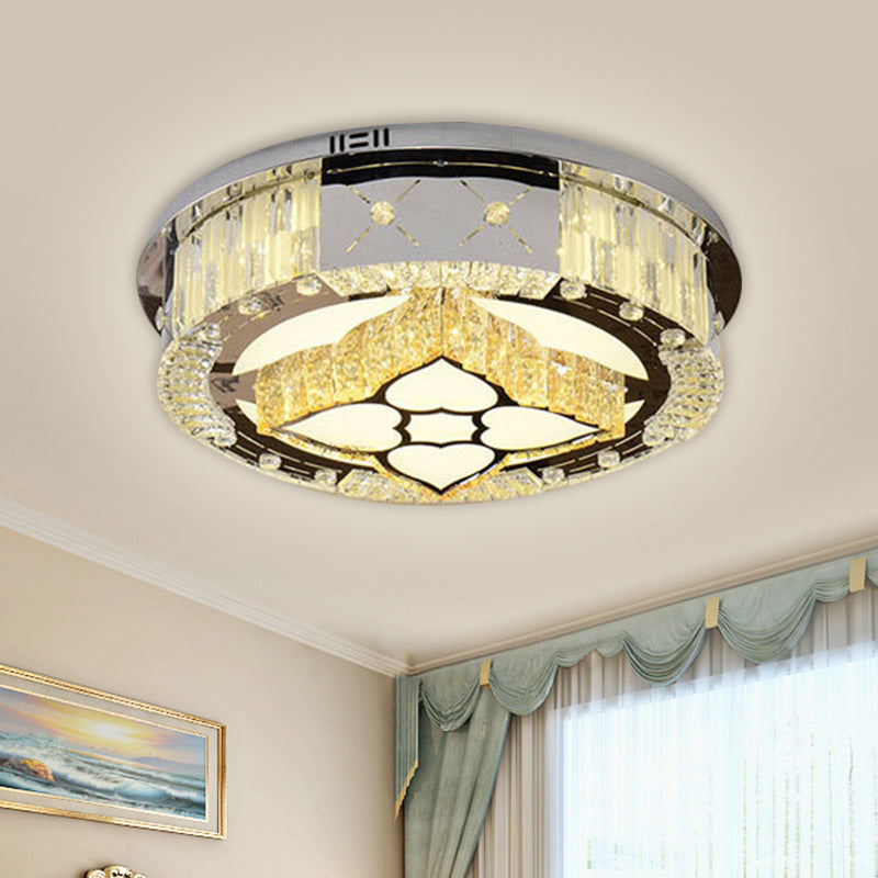 Stainless Steel Led Ceiling Lamp With Clear Crystal Design For Bedroom Flush Mount