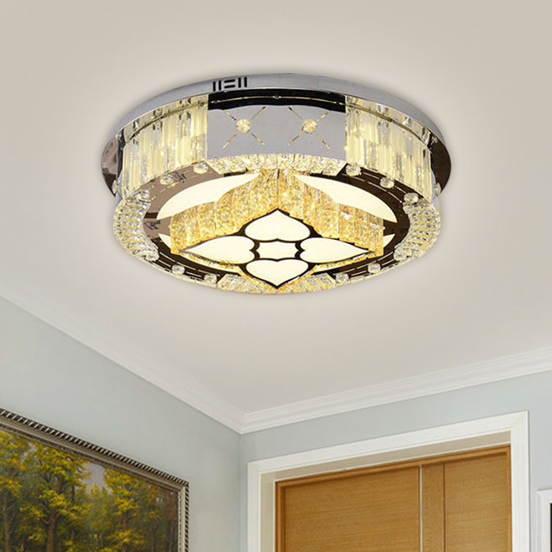 Stainless Steel LED Ceiling Lamp with Clear Crystal Design for Bedroom Flush Mount