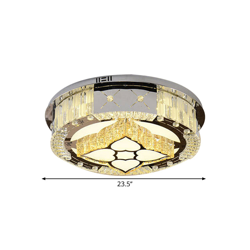 Stainless Steel LED Ceiling Lamp with Clear Crystal Design for Bedroom Flush Mount