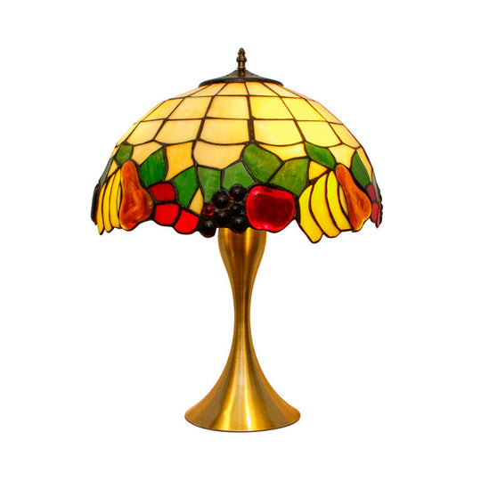 Classic Brass Fruit Tiffany Glass Table Lamp With Pull Chains