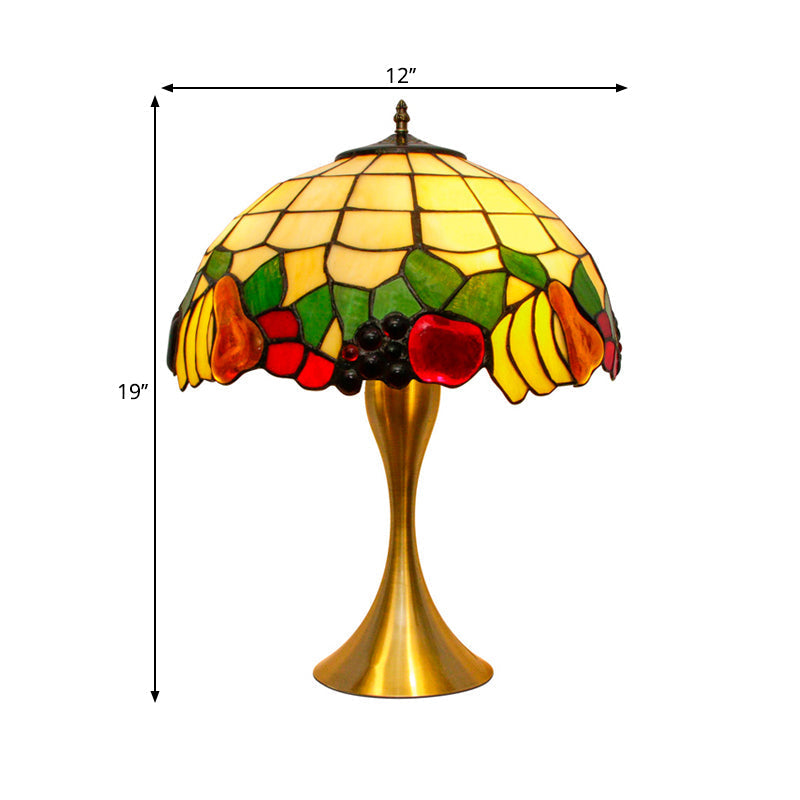 Classic Brass Fruit Tiffany Glass Table Lamp With Pull Chains