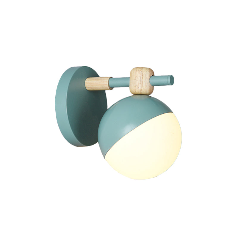 Nordic Wall Mount Light Fixture: White Glass Globe With Adjustable Grey/Pink/Yellow Shade