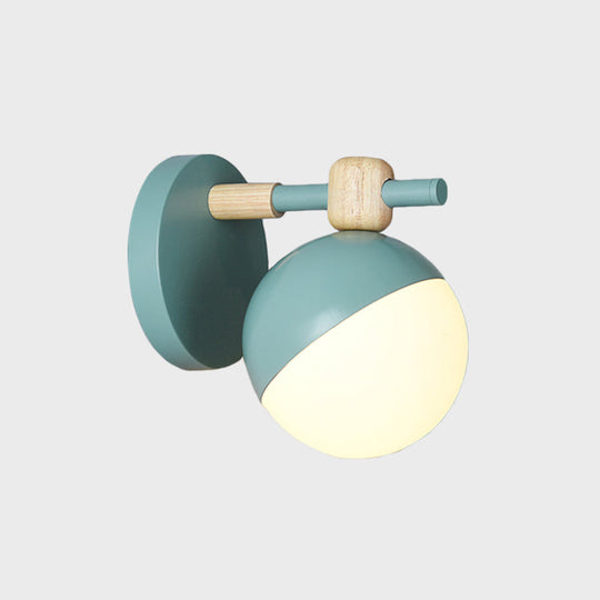 Nordic Wall Mount Light Fixture: White Glass Globe With Adjustable Grey/Pink/Yellow Shade