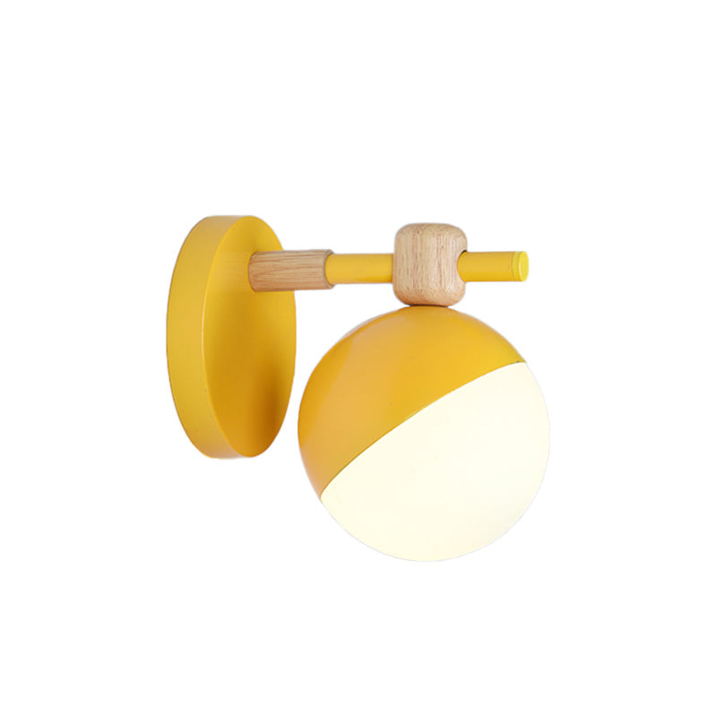 Nordic Wall Mount Light Fixture: White Glass Globe With Adjustable Grey/Pink/Yellow Shade