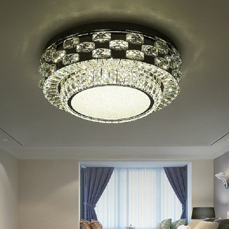 Minimalist Crystal LED Ceiling Light: Round/Square Flush Mount in Warm/White Light, Chrome Finish