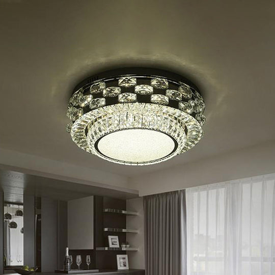 Minimalist Crystal LED Ceiling Light: Round/Square Flush Mount in Warm/White Light, Chrome Finish