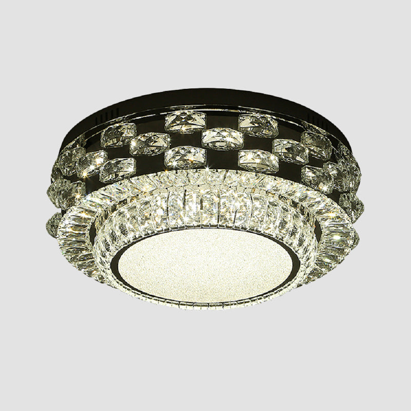 Minimalist Crystal LED Ceiling Light: Round/Square Flush Mount in Warm/White Light, Chrome Finish