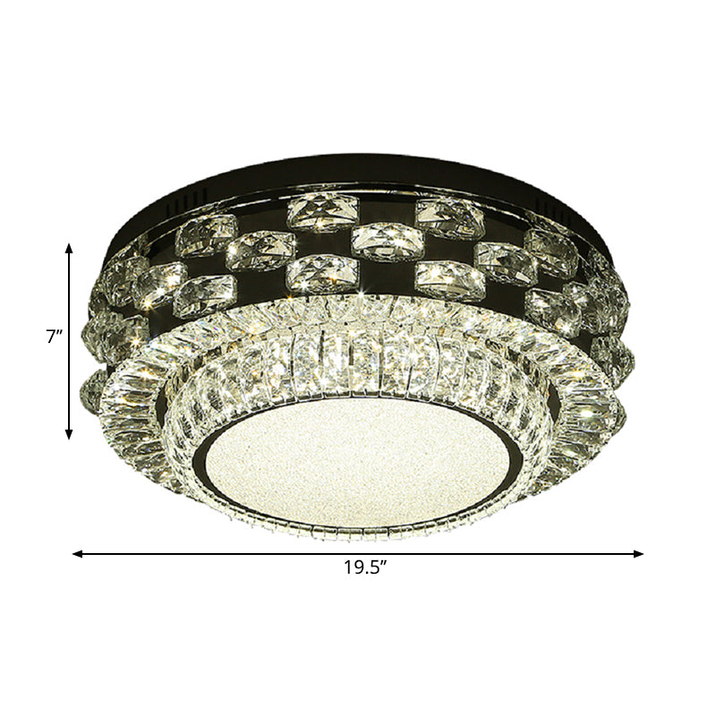 Minimalist Crystal LED Ceiling Light: Round/Square Flush Mount in Warm/White Light, Chrome Finish