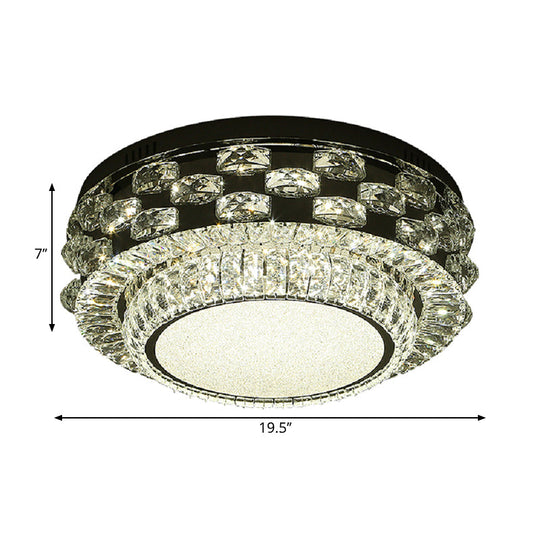 Minimalist Crystal LED Ceiling Light: Round/Square Flush Mount in Warm/White Light, Chrome Finish