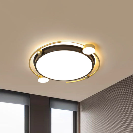 Contemporary LED Acrylic Flushmount Ceiling Light in Black-Gold Finish