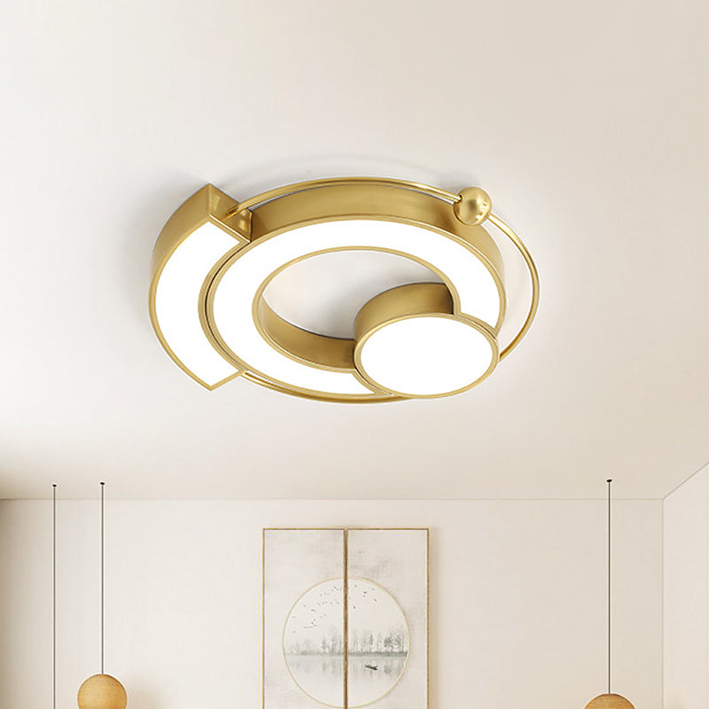 Modernist Gold Metallic LED Flush Mount Light with Warm/White Illumination