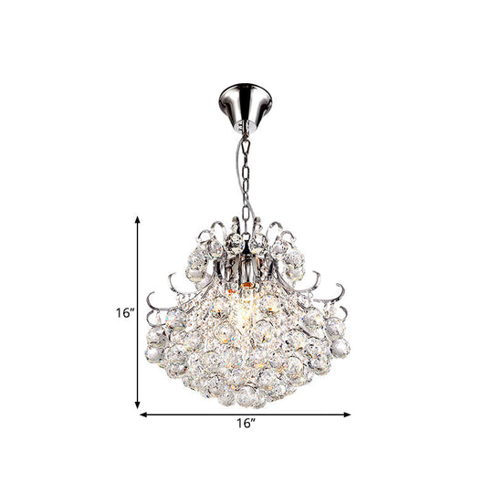 Contemporary 4 Head Clear Crystal Chandelier - Chrome Ceiling Pendant Light For Bedroom